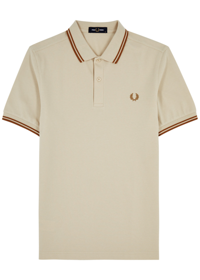 Fred Perry Twin Tipped Cotton Polo Shirt In Caramel
