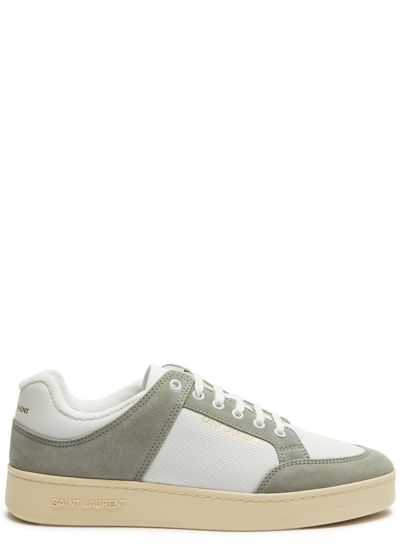Saint Laurent Panelled Lace-up Sneakers In Gray