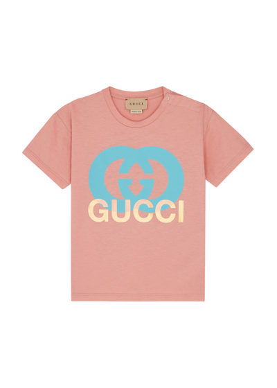 Gucci Kids Logo-print Cotton T-shirt In Brown