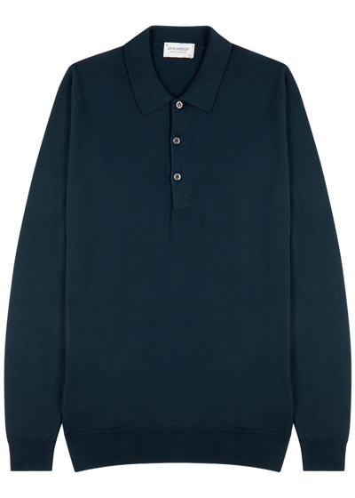 John Smedley Belper Wool Polo Shirt In Dark Green