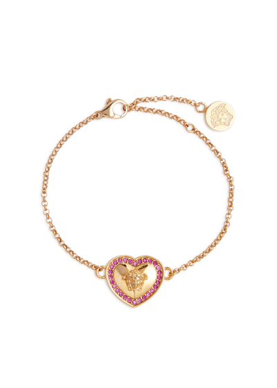 Versace Kids Medusa Heart-shaped Bracelet In Yellow