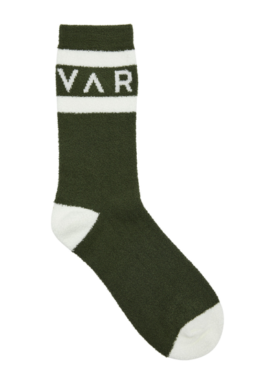 Varley Spencer Logo-intarsia Chenille Socks In Olive