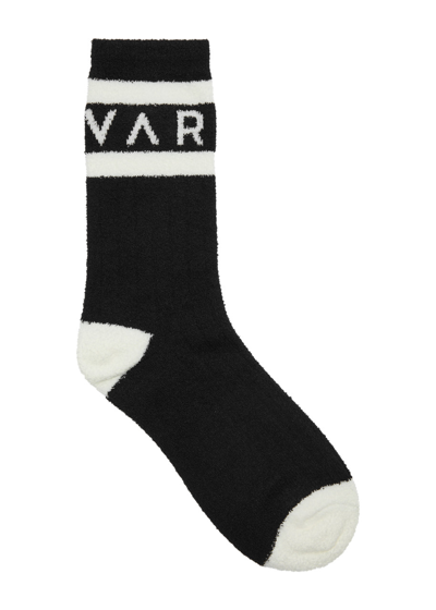 Varley Spencer Logo-intarsia Chenille Socks In Black And White