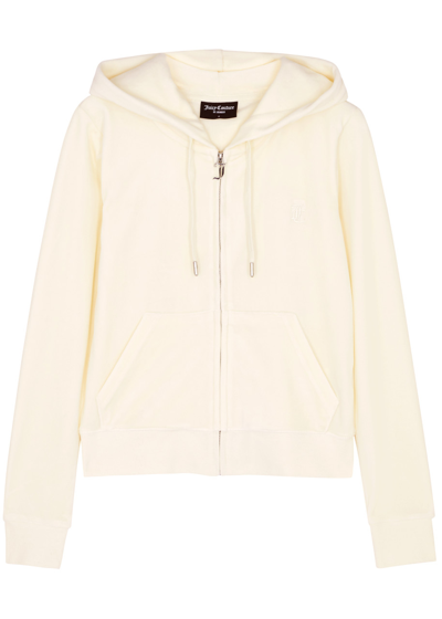 Juicy Couture Classic Dressing Gownrtson Hooded Velour Sweatshirt In Cream