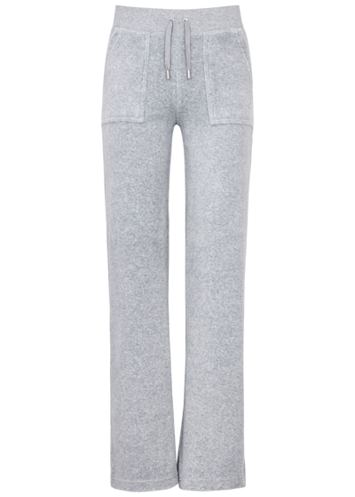 Juicy Couture Del Ray Logo Velour Sweatpants In Grey
