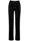 Juicy Couture Del Ray Straight-leg Mid-rise Velour Jogging Bottoms In Black