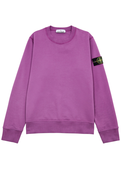 Stone Island Logo Cotton Sweatshirt In Purple