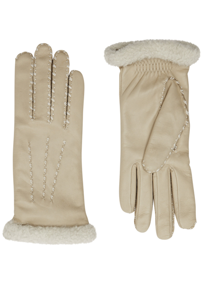 Agnelle Marie Louise Leather Gloves In Off White