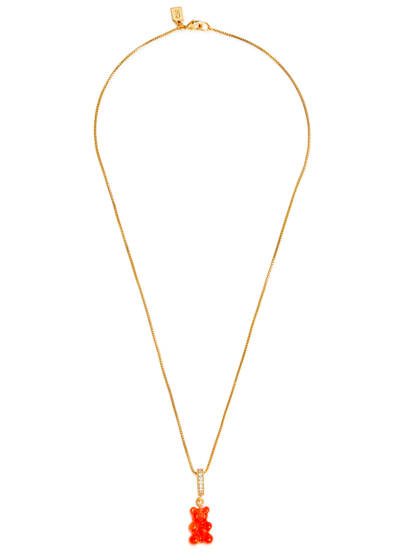 Crystal Haze Nostalgia Bear 18kt Gold-plated Necklace In Red