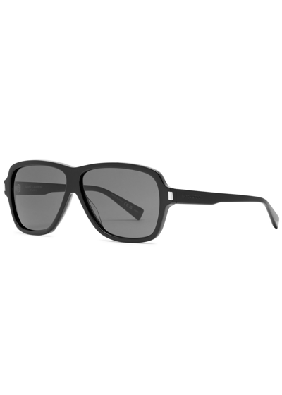 Saint Laurent Sl609 Carolyn Aviator-style Sunglasses In Black