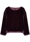 Eileen Fisher Velvet Ballet Neck Top In Dark Purple