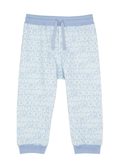 Dolce & Gabbana Kids Logo-print Cotton Sweatpants (9-24 Months) In Blue Light