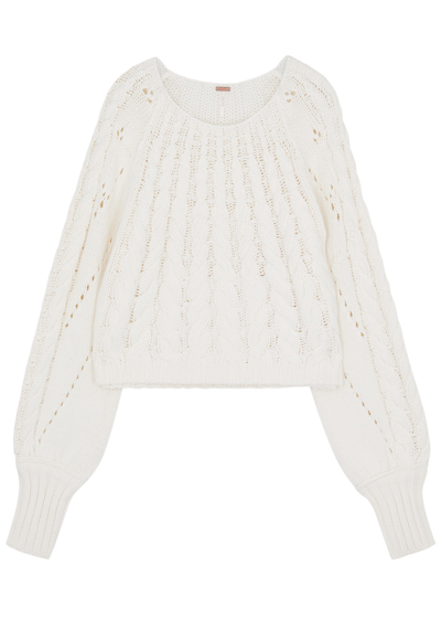 Free People Sandre Cable-knit Jumper In Ivory