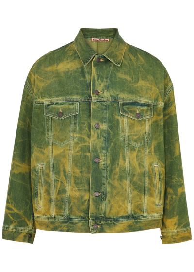 Acne Studios Kataya Bleached Denim Jacket In Green