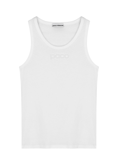 Rabanne Logo Cotton Tank In White