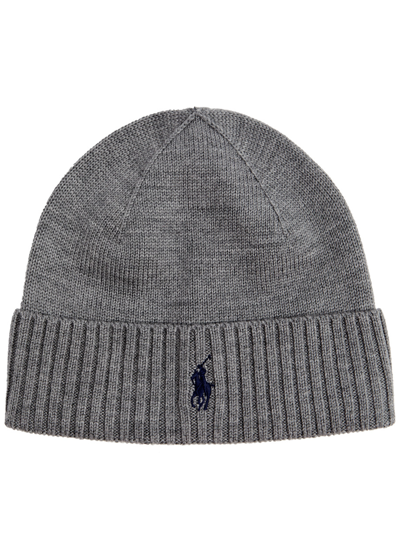 Polo Ralph Lauren Logo-embroidered Wool Beanie In Grey
