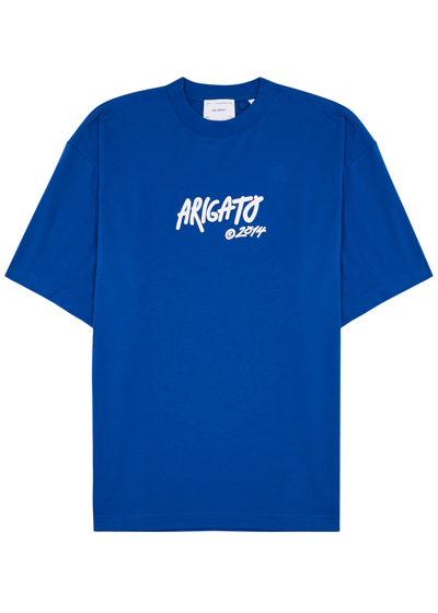 Axel Arigato Tag Logo-print Cotton T-shirt In Blue