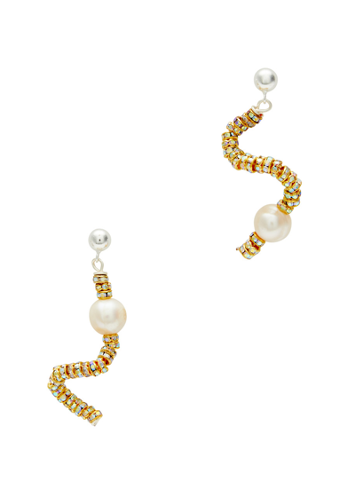 Pearl Octopuss.y Tiny Snakes Embellished Drop Earrings In Gold