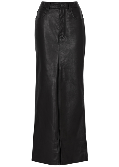 Balenciaga Leather Maxi Skirt In Black
