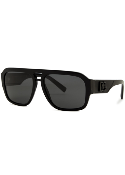 Dolce & Gabbana Square Aviator-style Sunglasses In Black