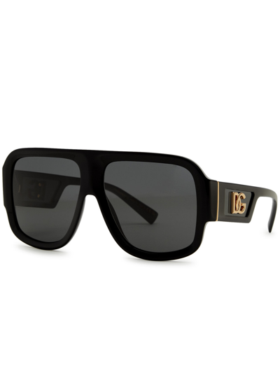 Dolce & Gabbana Oversized Aviator-style Sunglasses In Black