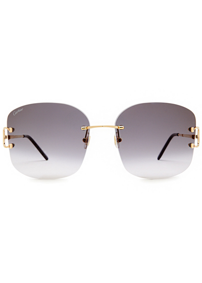 Cartier Square Frame Sunglasses In Gold