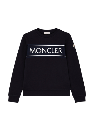 Moncler Kids Logo-print Cotton Sweatshirt (12-14 Years) In Black