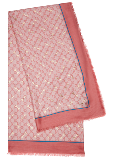 Gucci Gg Supreme Printed Modal-blend Scarf In Pink