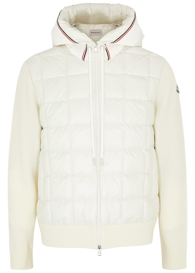 Moncler Hooded Quilted Shell And Wool Jacket In Cream