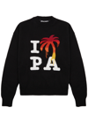 Palm Angels I Love Pa Wool Blend Sweater In Black And Red