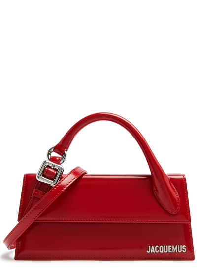 Jacquemus Le Chiquito Long Leather Top Handle Bag In Red