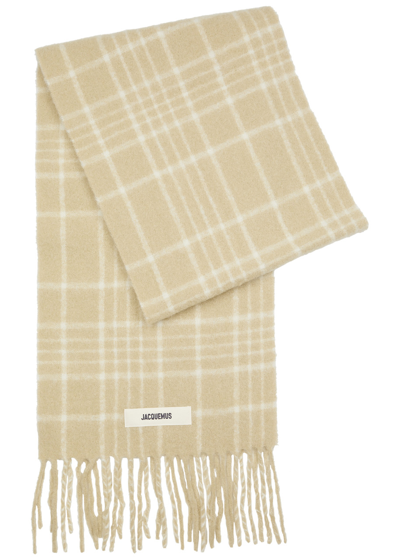 Jacquemus L'écharpe Carro Checked Knitted Scarf In Neutral