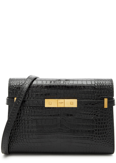 Saint Laurent Manhattan Medium Crocodile-effect Leather Shoulder Bag