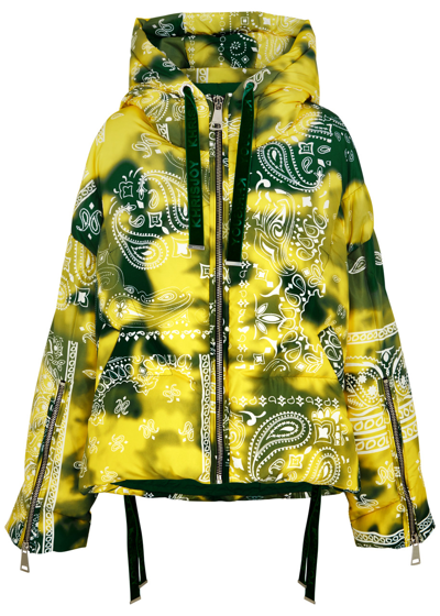Khrisjoy Puff Khris Bandana Quilted Shell Jacket In Yellow