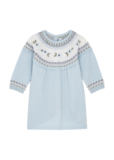 Tartine Et Chocolat Babies'  Kids Fair Isle Wool-blend Jumper Dress (3-12 Months) In Blue Light