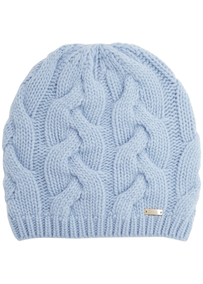 Herno Cable-knit Wool Beanie In Blue