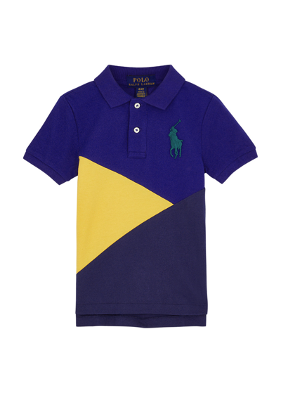 Ralph Lauren Polo  Kids Colour-blocked Piqué Cotton Polo Shirt In Multicoloured
