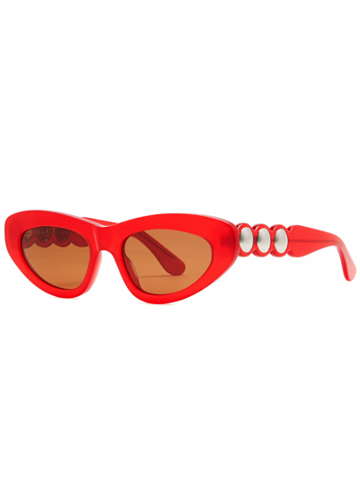 Alaïa Oval-frame Sunglasses In Red