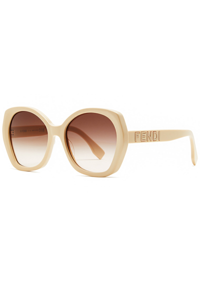 Fendi Round-frame Oversized Sunglasses In Neutral