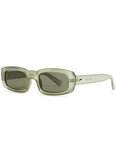 Le Specs Dynamite Rectangle-frame Sunglasses In Green