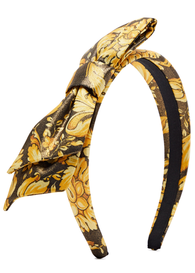 Versace Kids Printed Satin Headband In Gold