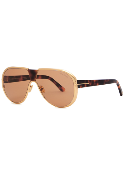 Tom Ford Vincenzo Aviator-style Mask Sunglasses In Pink