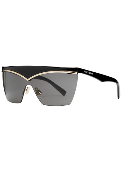 Saint Laurent Sl614 Rimless Mask Sunglasses In Grey