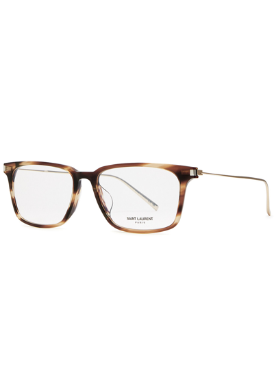 Saint Laurent Sl625 Rectangle-frame Optical Glasses In Brown