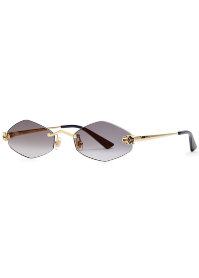 Cartier Rimless Oval-frame Sunglasses In Gray