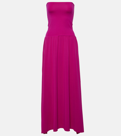 Eres Oda Strapless Jersey Maxi Dress In Pink
