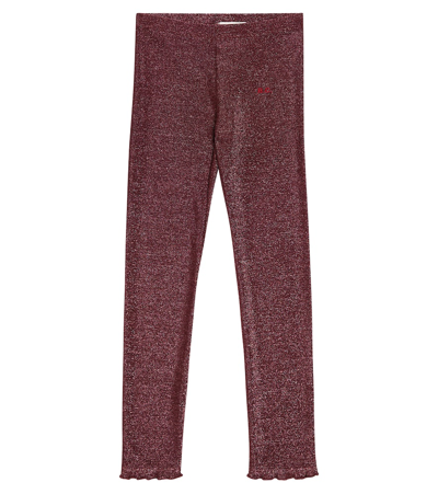 Bobo Choses Kids' Glitter Leggings In Burgundy