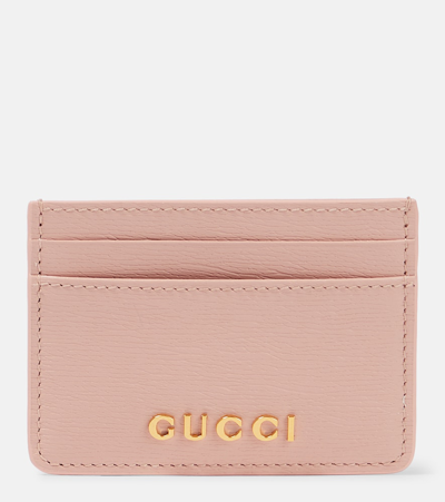 Gucci Ather Leather Card Holder In Pink