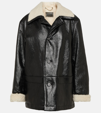 Gucci Shearling-lined Leather Jacket In Black