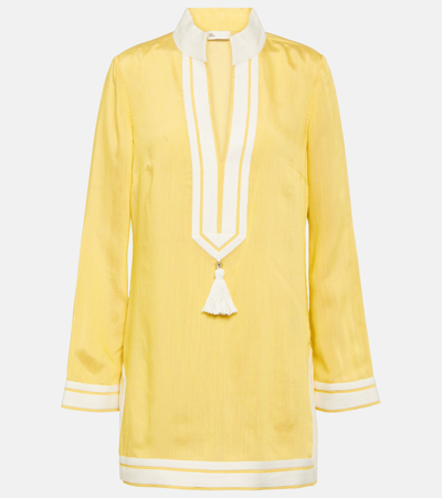 Tory Burch Silk And Viscose Tory Tunic In Yellow Stripe